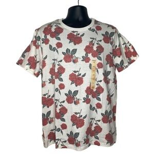 NWT Urban Pipeline Floral Rose Print Graphic Tee (Size:L, Color:Red/White/Green)